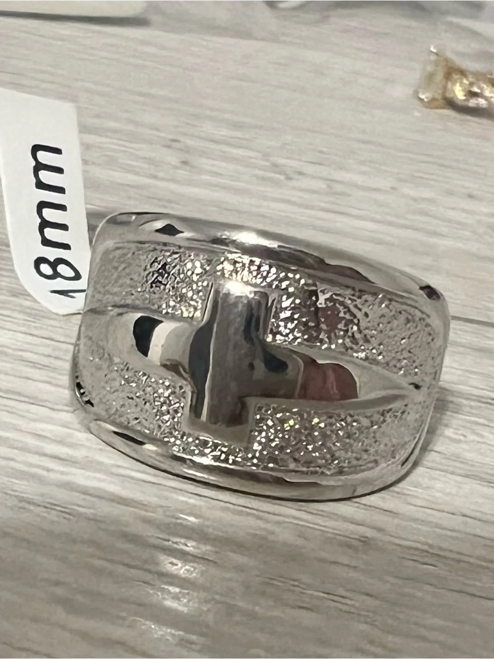 Statement Band Ring with Polished Cross Motif